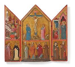 Toskana - Triptychon mit der Darstellung des hl Michael und Katharina Benedikt linker Fluegel der Verkuendigung mit Dorothea und einem hl Bischof Fluegel rechts, 57704-6, Van Ham Kunstauktionen