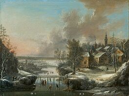 Johann Christian Vollerdt - Winterlandschaft mit Personen auf einem zugefrorenem See, 75273-2, Van Ham Kunstauktionen