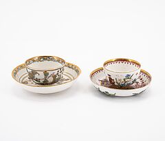 Meissen ua - Kleine Teekanne zwei Koppchen amp Untertassen mit ueberdekorierten Dekoren, 76821-172, Van Ham Kunstauktionen
