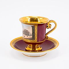 Nymphenburg - Tasse mit Ansicht des Max-Joseph-Platz und Untertasse, 79607-10, Van Ham Kunstauktionen