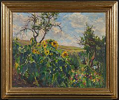 Emma Joos - Bauerngarten mit Sonnenblumen, 75782-1, Van Ham Kunstauktionen