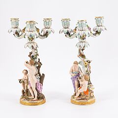 Meissen - Paar Leuchter mit Figurenzier als Allegorien des Fruehlings und Herbstes, 79797-5, Van Ham Kunstauktionen