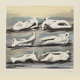 Henry Moore - Six reclining figures with blue backround, 61295-13, Van Ham Kunstauktionen