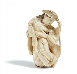 Exquisites Netsuke der beruehmten Taenzerin Izumo no Okuni, 65081-7, Van Ham Kunstauktionen