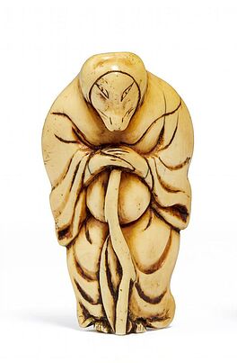 Netsuke Fuchs als der Priester Hyakuzosu, 65350-26, Van Ham Kunstauktionen