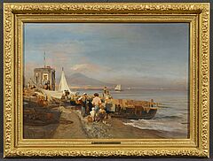 Oswald Achenbach - Waescherinnen am Strand vor Neapel, 73168-2, Van Ham Kunstauktionen