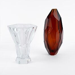 Murano Venini Co - GROssE FACETTIERTE VASE amp VASE MIT RUNDEM AETZDEKOR, 76847-25, Van Ham Kunstauktionen