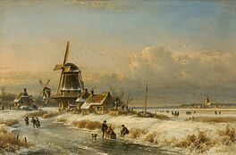 Lodewijk Johannes Kleijn - Winterliche Kanallandschaft mit Eislaeufern, 79104-1, Van Ham Kunstauktionen