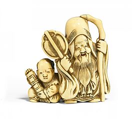 Netsuke des Jurojin mit Karako, 66362-22, Van Ham Kunstauktionen