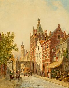 Pieter Cornelis Dommersen - Strassenszene in Bruegge, 79033-13, Van Ham Kunstauktionen