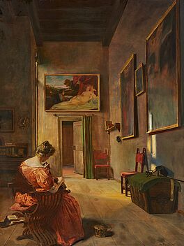 Max Thedy - Schlossinterieur mit Mandoline spielender Dame, 76118-3, Van Ham Kunstauktionen