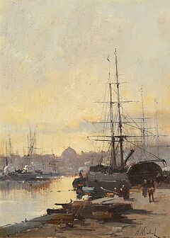 Eugene Galien-Laloue - Ankernde Segler am Kai, 80484-2, Van Ham Kunstauktionen