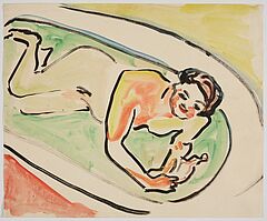 Ernst Ludwig Kirchner - Liegende Dodo in der Badewanne Maedchen in der Badewanne, 79420-1, Van Ham Kunstauktionen