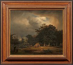 Andreas Achenbach - Bauernkate am Waldrand mit Regenbogen, 79935-1, Van Ham Kunstauktionen