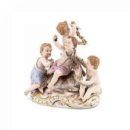 Meissen - Bacchantengruppe mit Ziege als Allegorie der Herbst, 79797-1, Van Ham Kunstauktionen