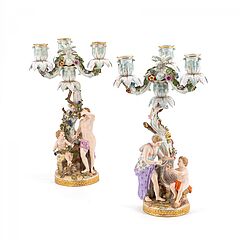 Meissen - Paar Leuchter mit Figurenzier als Allegorien des Fruehlings und Herbstes, 79797-5, Van Ham Kunstauktionen