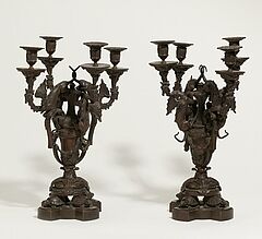 Paris - Paar aussergewoehnliche Kandelaber Napoleon III mit Drachen und Schildkroeten, 66538-1, Van Ham Kunstauktionen