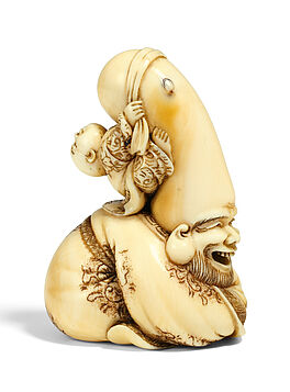 Netsuke Jurojin mit karako, 65915-2, Van Ham Kunstauktionen