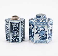 Acht Deckel- und Teedosen mit blau-weissem Dekor, 76922-17, Van Ham Kunstauktionen
