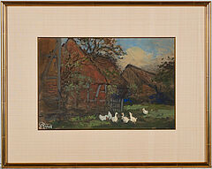 Carl Ruedell - Gaense vor einem Bauernhaus, 69491-2, Van Ham Kunstauktionen