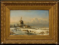 Lodewijk Johannes Kleijn - Winterliche Kanallandschaft mit Eislaeufern, 79104-1, Van Ham Kunstauktionen