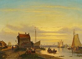 Charles Leickert - Abendstimmung am Faehrhaus an der IJ vor Amsterdam, 68239-1, Van Ham Kunstauktionen