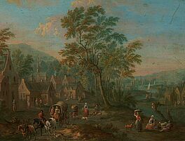 Peeter van Bredael - Dorflandschaft mit Ausblick in ein Flusstal, 74060-2, Van Ham Kunstauktionen