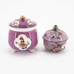 Meissen - Ein Cremetoepfchen und eine Dose mit Purpurfond und Blumendekor, 76821-219, Van Ham Kunstauktionen