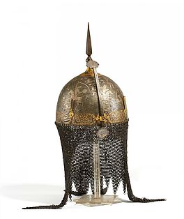 Bedeutender Helm kulah khud mit Jagdszenen, 65512-15, Van Ham Kunstauktionen