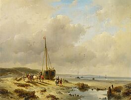 Andreas Schelfhout - Fischerboot am Strand, 58439-2, Van Ham Kunstauktionen