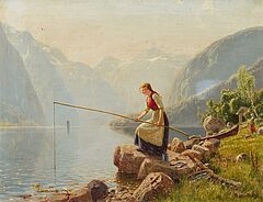 Hans Dahl - Angelndes Maedchen am Fjord, 80468-2, Van Ham Kunstauktionen