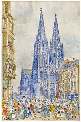 Carl Ruedell - Rosenmontag vor dem Koelner Dom, 66017-1, Van Ham Kunstauktionen