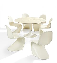 Esstisch Tulip - 173 amp sechs Stuehle Panton Chair, 77970-8, Van Ham Kunstauktionen