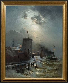 Andreas Achenbach - Hollaendischer Hafen im Mondschein, 79365-5, Van Ham Kunstauktionen