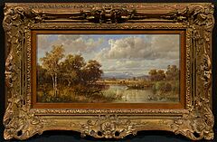Hubert Kaplan - Landschaft mit Fischerboot auf einem See, 75492-9, Van Ham Kunstauktionen