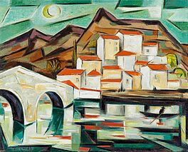 Werner Drewes - Haeuser am Fluss, 55440-2, Van Ham Kunstauktionen