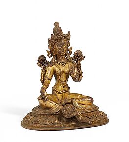 Elegante Figur der Gruenen Tara, 64364-12, Van Ham Kunstauktionen